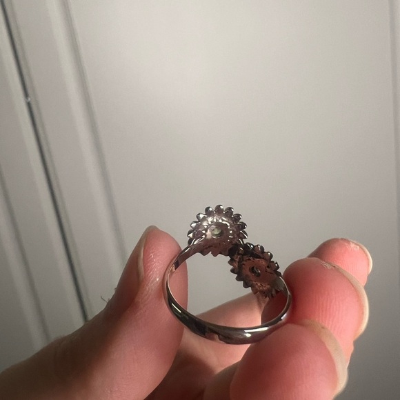 Sunflower Toi Et Moi Diamond Peridot 14k White Gold Ring 5 - Picture 8 of 13